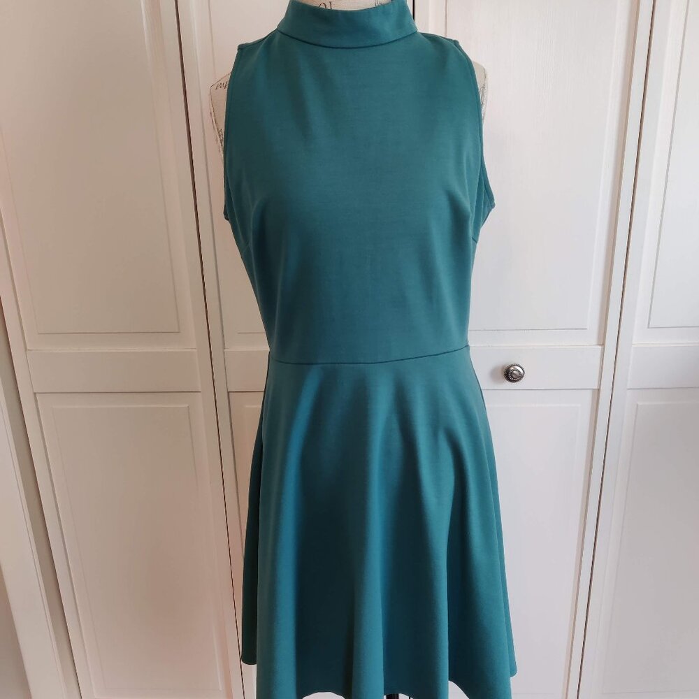 Sharagano Teal High Neck Dress Size 12